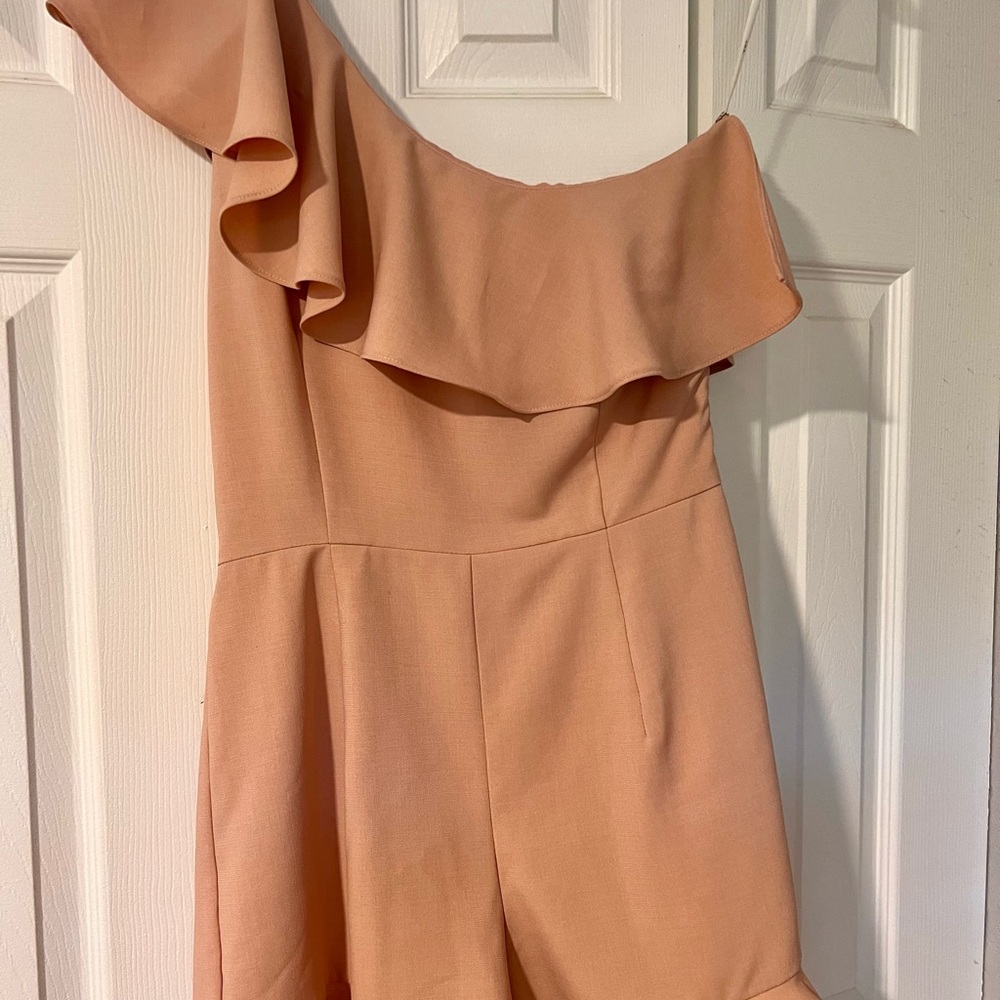 JOA One shoulder romper jumper playsuit- blush pink